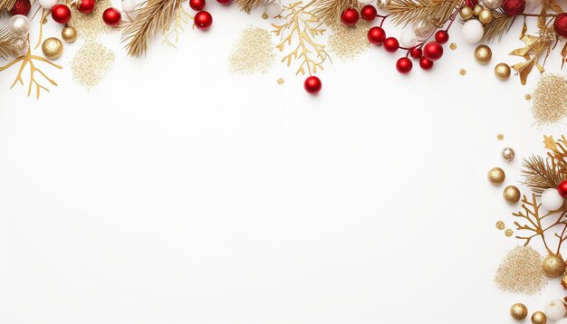 Heller Weihnachtsrahmen Weiß und Rot und Gold Weihnachtsdekorationen