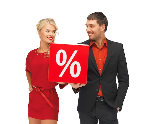 helles Bild von Mann und Frau mit Prozentzeichen