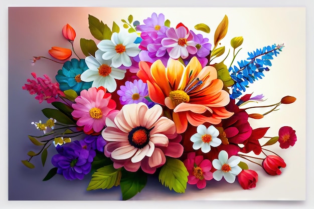 Helles und schönes Blumenarrangement Generative KI