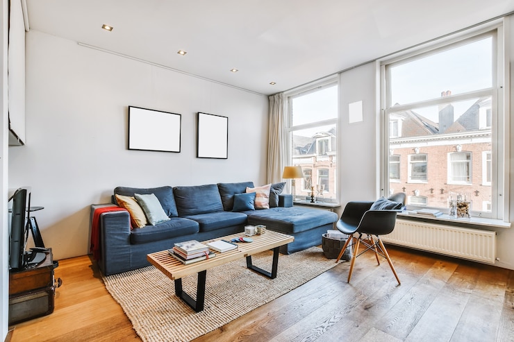 Foto helles wohnzimmer in einem modernen luxushaus