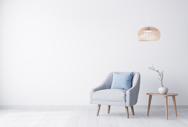Helles Wohnzimmer mit grauem Sessel
