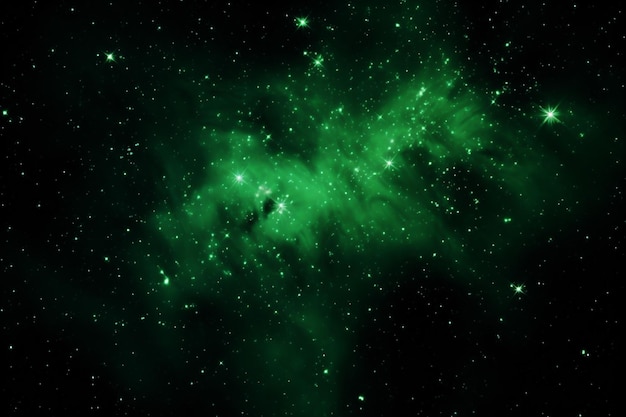Hellgrüner Stern auf Sternenfeld-dunklen Galaxienplaneten in einem freien Raum, der von KI generiert wird