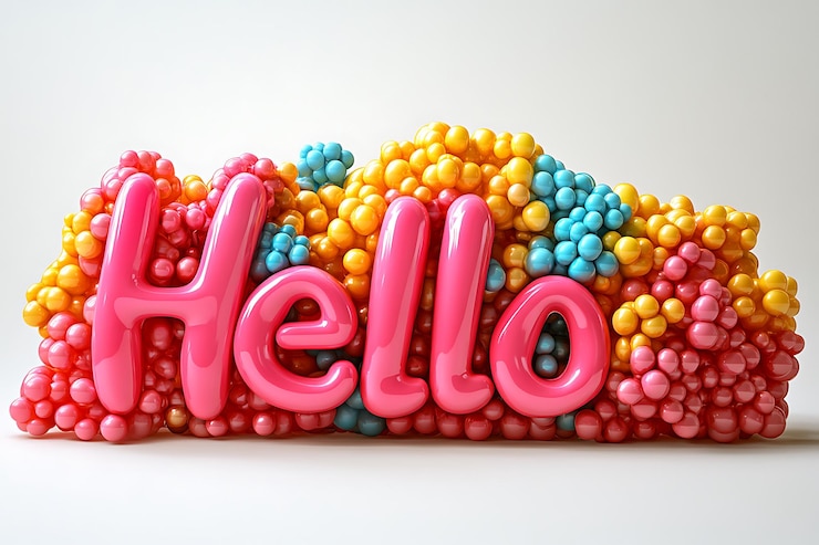 Foto hello diseño de texto arte de tipografía vibrante y creativo
