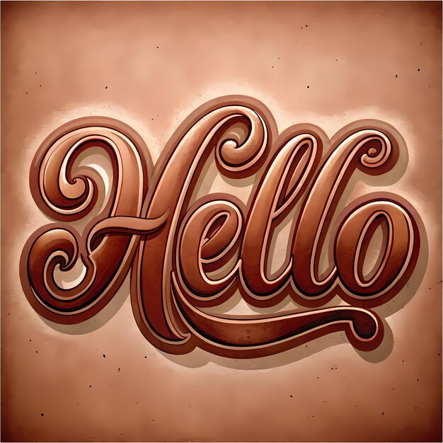 "Hello" en un estilo retro contra un fondo marrón claro