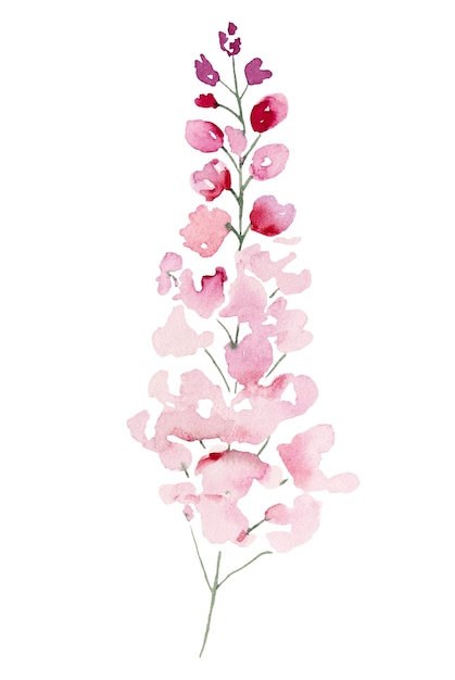 Hellrosa Aquarell Wildblumen und Blätter Hochzeits- und Grußillustrationselemente