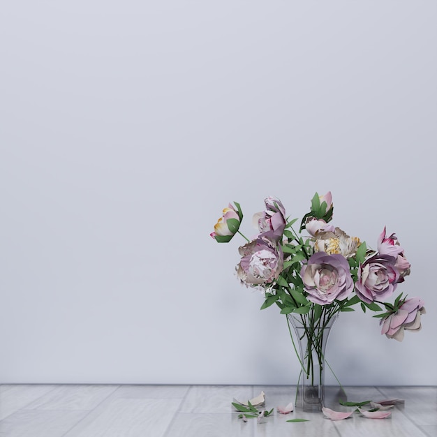 Foto hellviolette rosen in einer vase auf weißem hintergrund