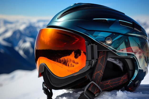 Helm und Brille für Skifahrer