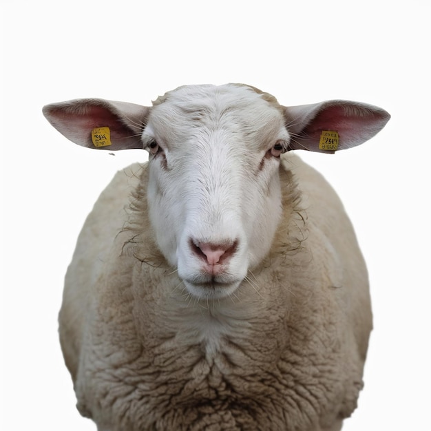 Foto la hembra de oveja suffolk ovis aries de 2 años de edad de pie frente a un fondo blanco