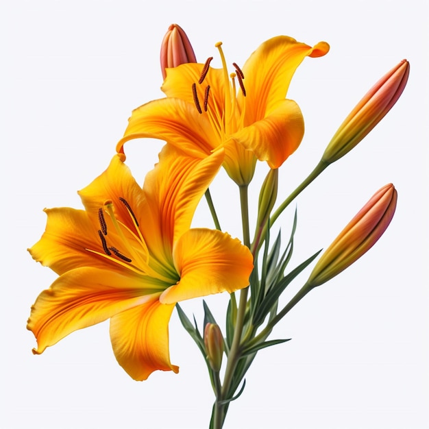 Hemerocallis peruano com fundo branco de alta qualidade