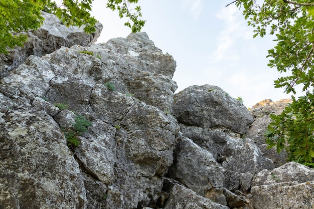 Hendidura en la roca, cavidad. Concepto de arqueología, geología, investigación y excavación.