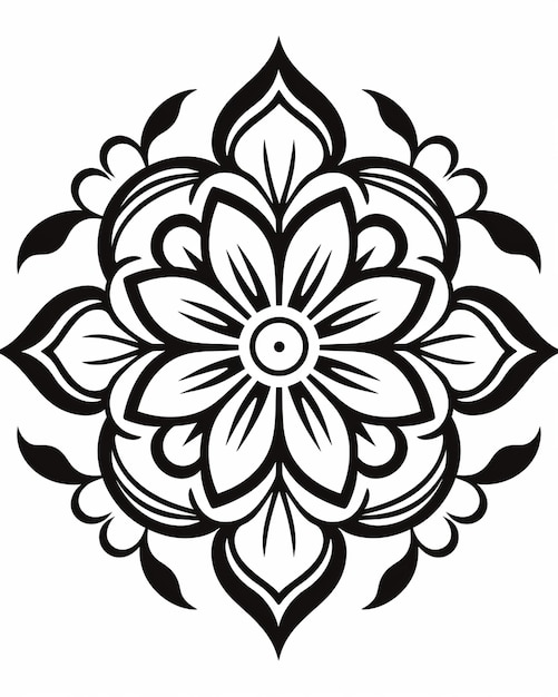 Henna entwirft ein einfaches Mandala für ein Malbuch