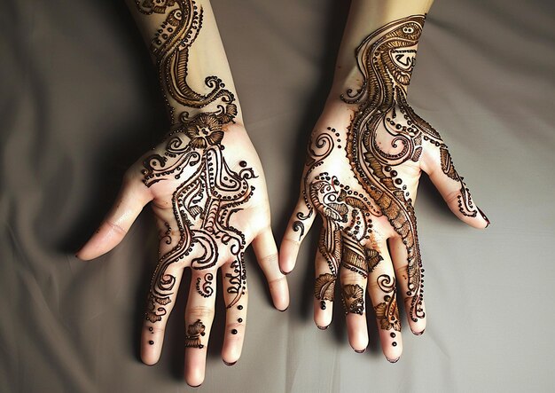 Foto henna nas mãos de uma mulher