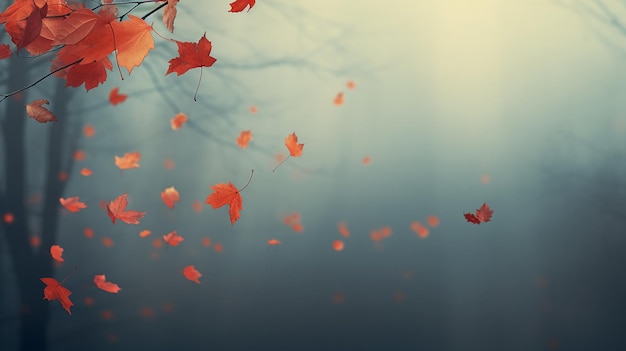 herabfallende trockene Blätter verschwommen abstrakte kalte Herbst-Hintergrund mit Kopierraum zum Einfügen