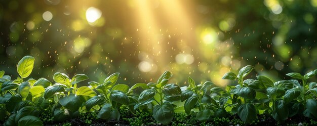 Herbas perfumadas que prosperan en un pequeño jardín que ofrecen papel tapiz