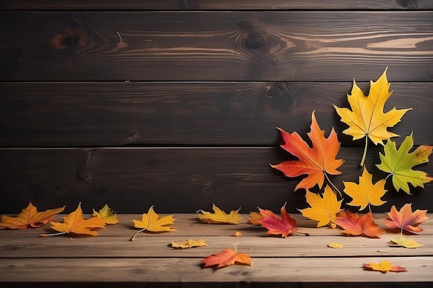 Herbst Ahornblätter auf dem Holztisch Herbstblätter natürlicher Hintergrund