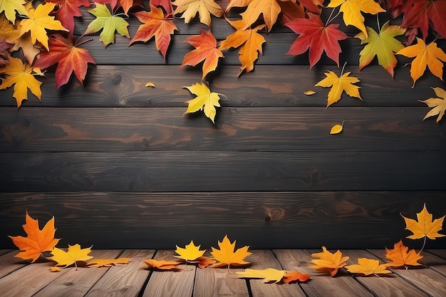 Herbst Ahornblätter auf dem Holztisch Herbstblätter natürlicher Hintergrund