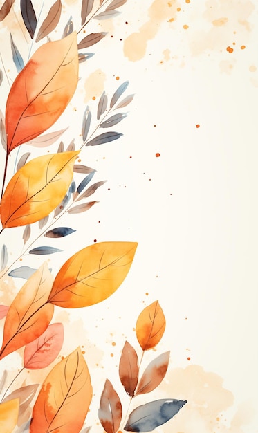 Herbst-Aquarellillustration Abstrakter Herbsthintergrund mit orangefarbenen Blättern
