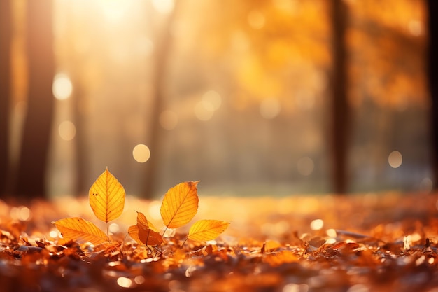 Foto herbst-buchblätter schmücken eine schöne natur bokeh-hintergrund mit waldboden generative ai