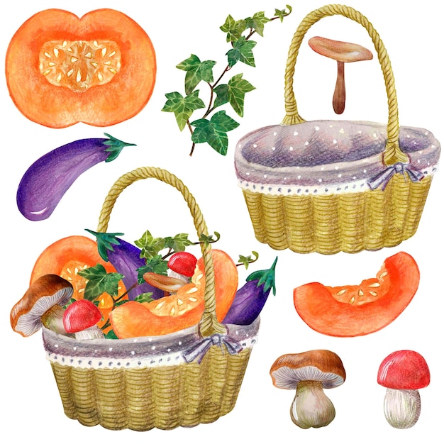 Herbst-ClipArt mit Gemüse und Obst