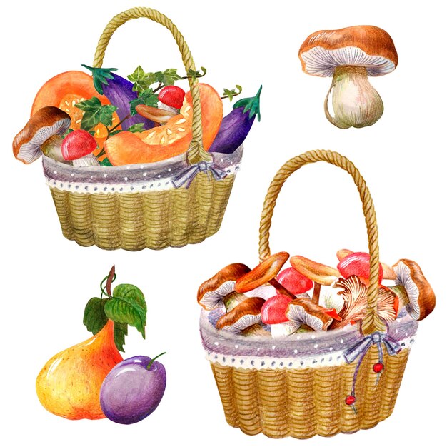 Herbst-ClipArt mit Gemüse und Obst