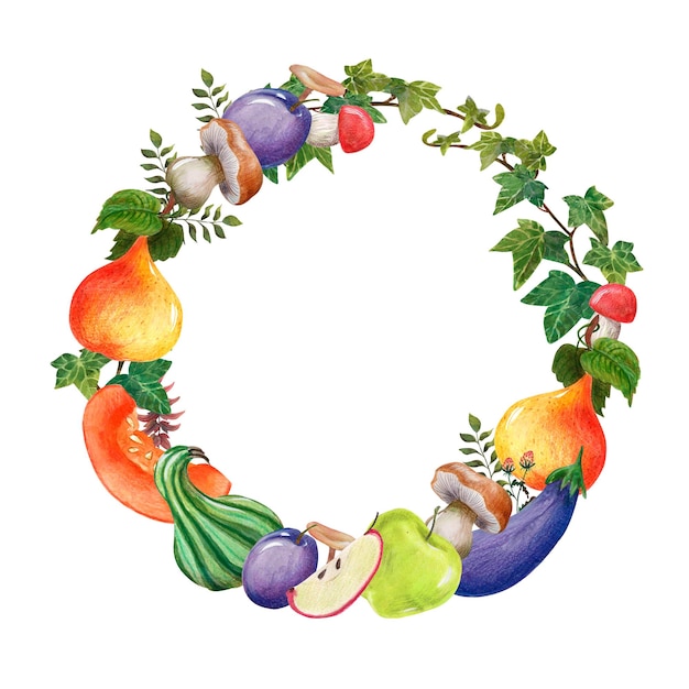 Herbst-ClipArt mit Gemüse und Obst