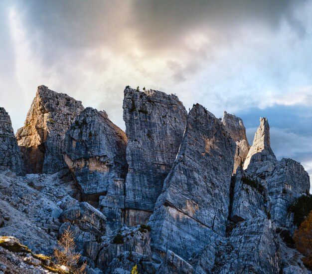 Herbst Dolomiten Bergszene Südtirol Italien Cinque Torri Fünf Türme Felsformation