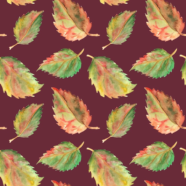 Herbst grün gelb rot lässt nahtlose Muster Textur Hintergrund