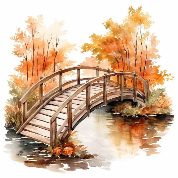 Herbst Holzbrücke Clipart