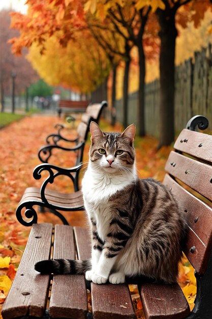 Foto herbst katze zärtlichkeit bank