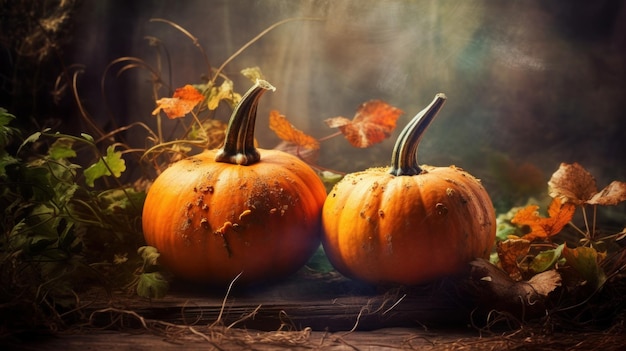 Herbst-Kürbis-Thanksgiving-Hintergrund, KI generiert
