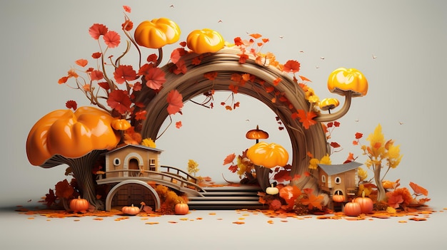 Herbst-Landschaft-Design3D Herbst-Design