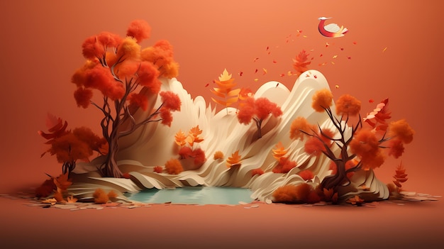 Herbst-Landschaft-Design3D Herbst-Design