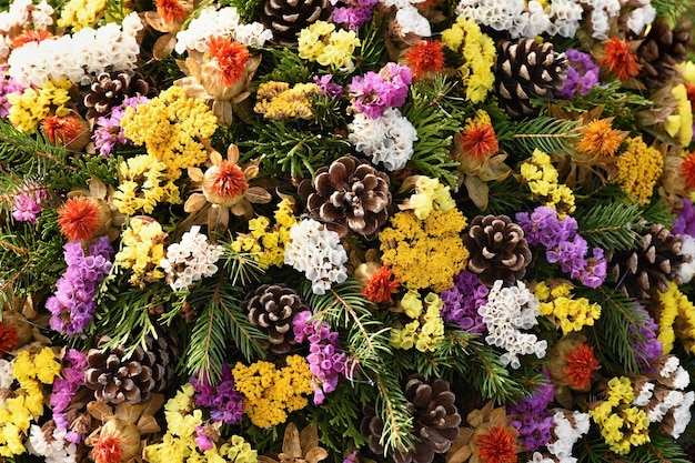 Herbst Natur Konzept.Beautiful Herbst Dekorationen. Bunte Herbstblumen auf dem Friedhof - Halloween.