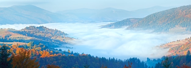 Herbst nebligen Morgen Bergpanorama (Karpaten, Ukraine)