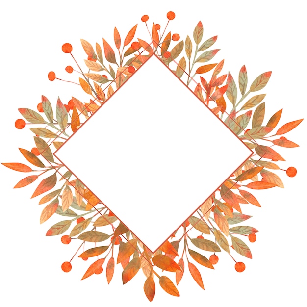 Herbst rautenförmiger Rahmen aus Blättern