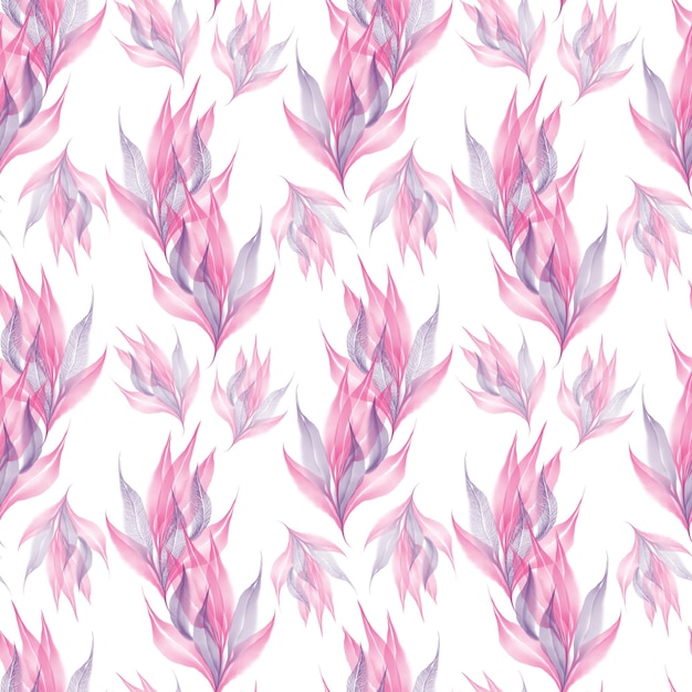 Herbst rosa lila durchsichtiges Blatt weißer Hintergrund Aquarell digitale Kunst nahtloses Muster Textur