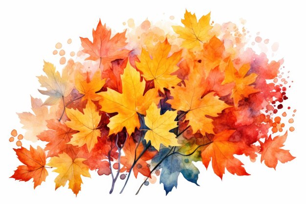 Herbst-Symphonie Ein strahlender Bouquet aus Aquarell-Ahornblättern Generative KI