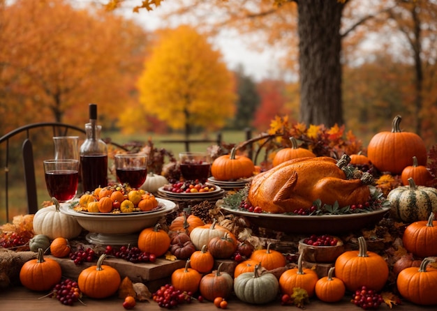 Foto herbst-thanksgiving farbenfroher hintergrund