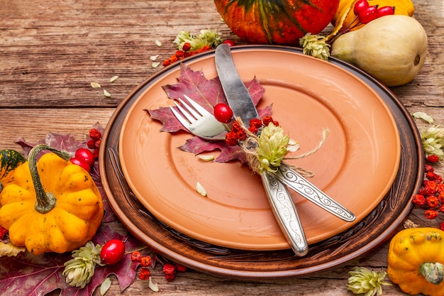 Herbst und Thanksgiving Dinner Gedeck