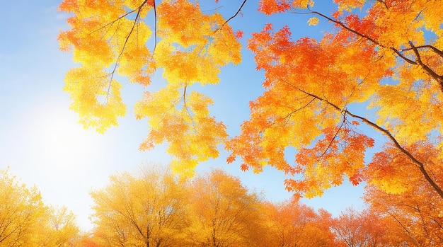 Herbst verlässt Hintergrund im sonnigen Tag