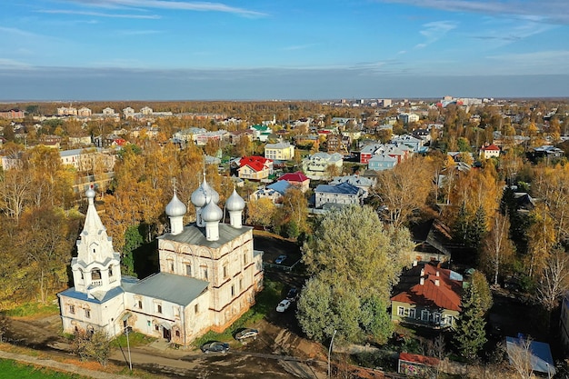 herbst vologda kreml, drohne draufsicht, russland religion christliche kirche