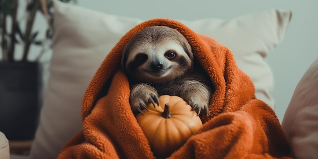 Herbst warme Farben Haustier Faulheit Schlaf Hintergrund Halloween Ernte Tag Kürbis