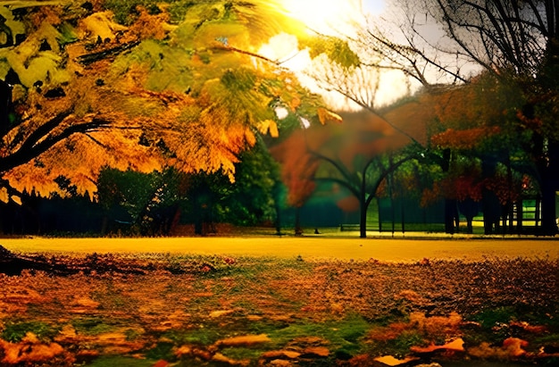 Herbstallee Schönheit Welt Karpaten Foto AI generiert