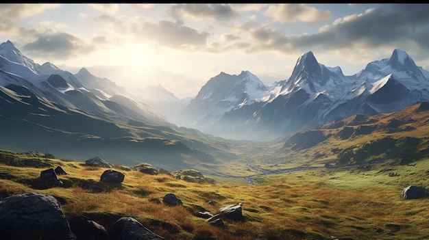 Herbstberge bei Sonnenaufgang in der Schweiz