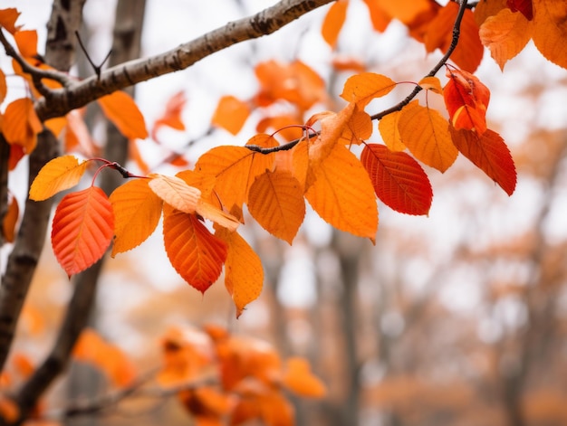 Herbstblätter auf einem Ast in einem Park