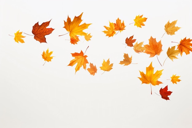 Herbstblätter auf weißem Hintergrund, isolierte farbenfrohe Blätter