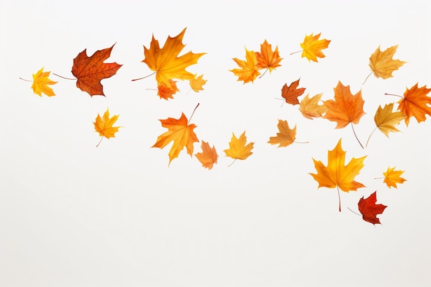 Foto herbstblätter auf weißem hintergrund, isolierte farbenfrohe blätter