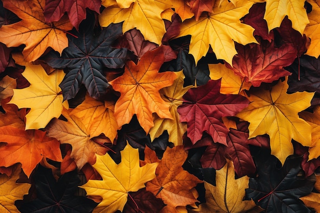 Herbstblätter fallen im Hintergrund