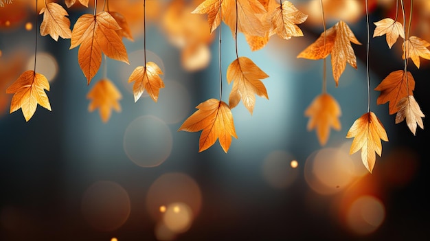 Herbstblätter fliegen im Hintergrund