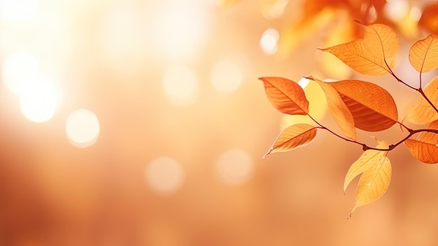 Herbstblätter im Hintergrund mit Bokeh-Effekt und Sonnenstrahlen